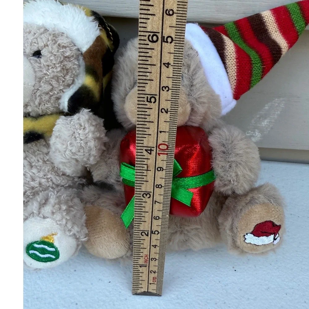 Adorable Small Christmas Plush Teddy Bear Ornaments Camo & Gift Set of 2